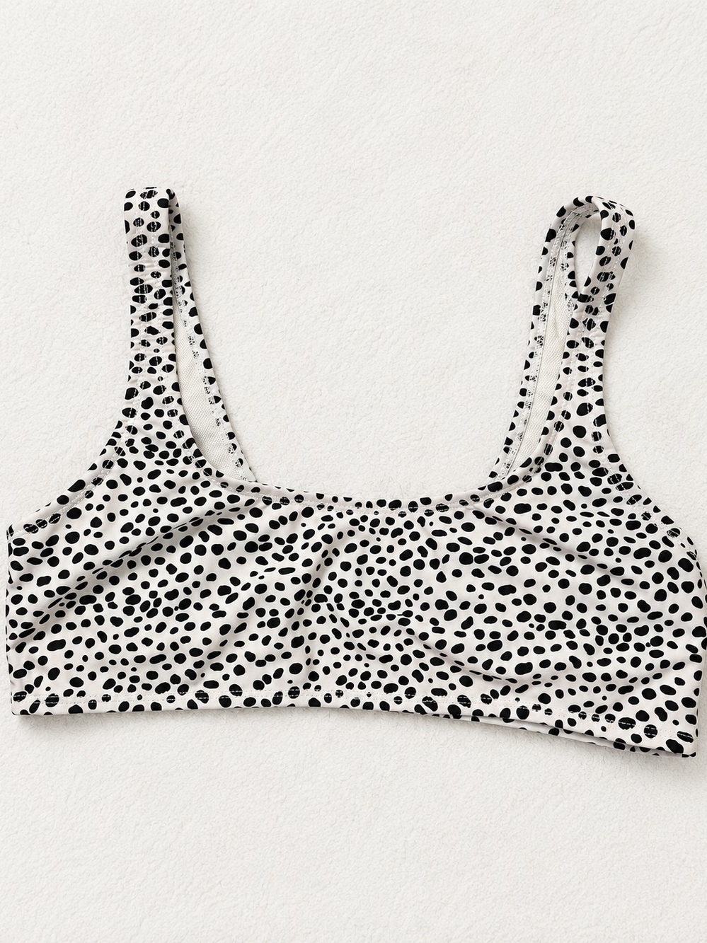 SHEIN Black White Spotted Scoop Bikini Top Size Large